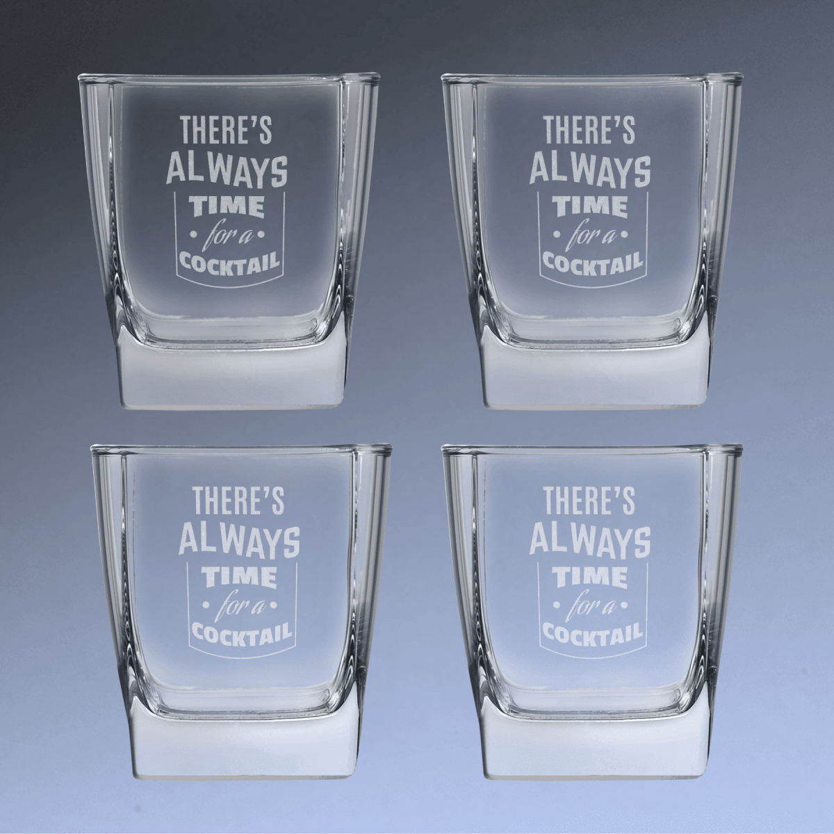 Personalized Whiskey Glass - Laser Etched Cocktail or Juice Glassware - Square