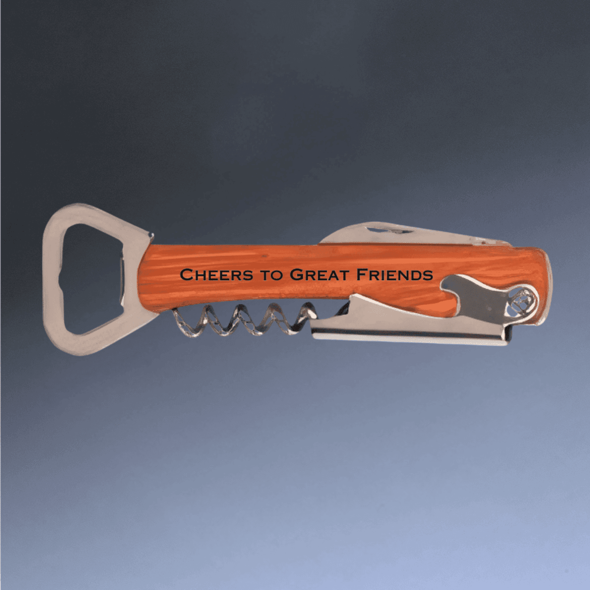 Personalized Wine Bottle Opener Multi - Tool and Corkscrew - Light Brown