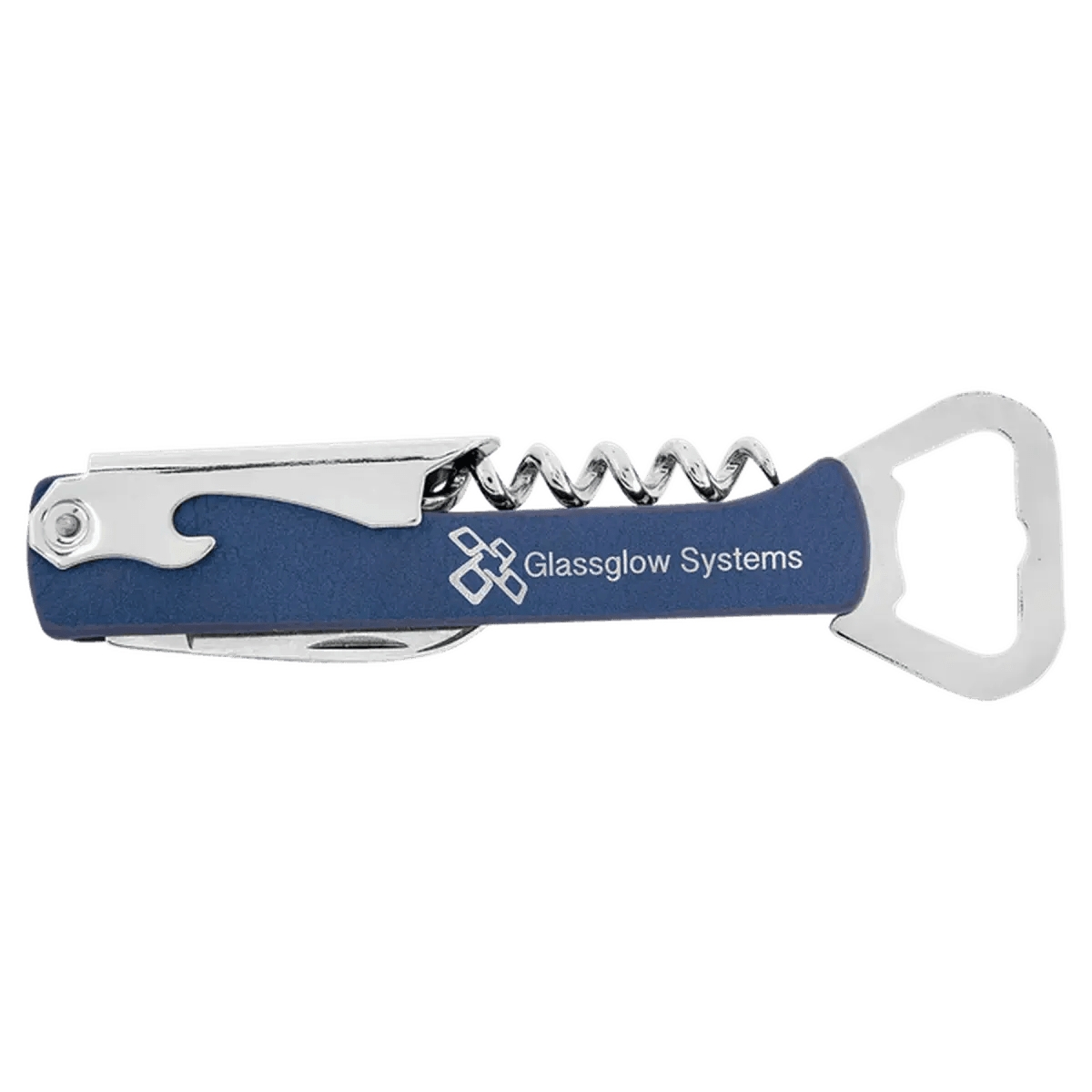 Personalized Wine Bottle Opener Multi - Tool and Corkscrew - Blue/Silver