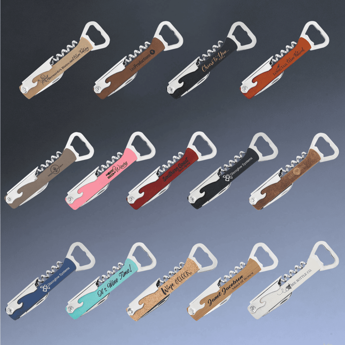 Personalized Wine Bottle Opener Multi - Tool and Corkscrew - Light Brown