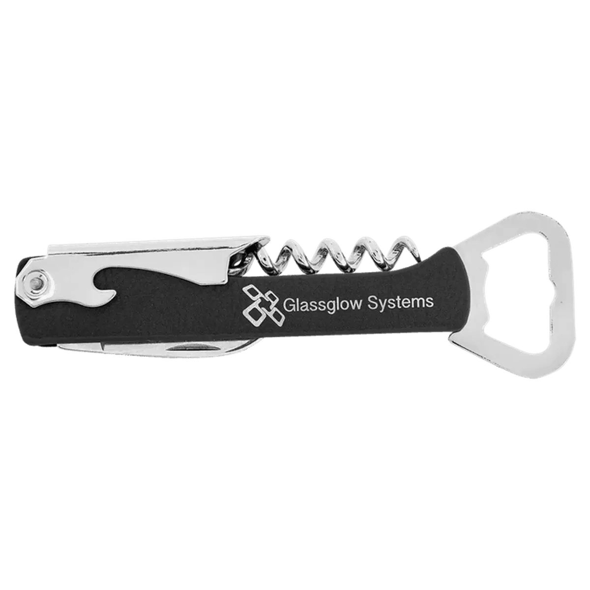 Personalized Wine Bottle Opener Multi - Tool and Corkscrew - Black/Silver