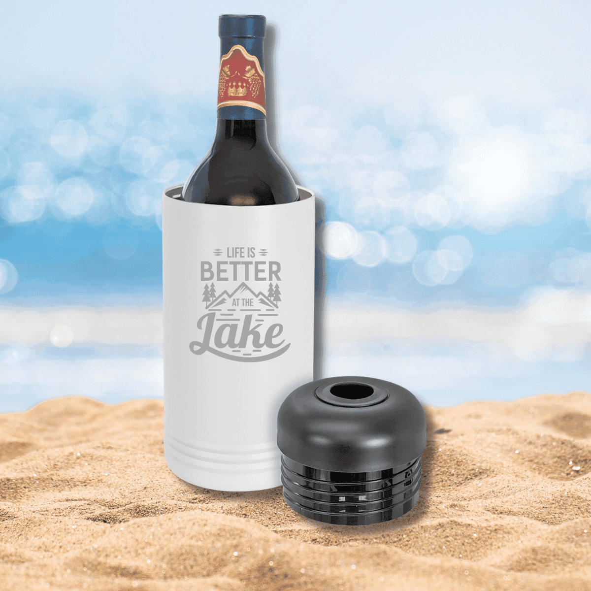 Personalized Wine Chillers - Vaccuum Insulated Polar Camel Wine Cooler - Teal