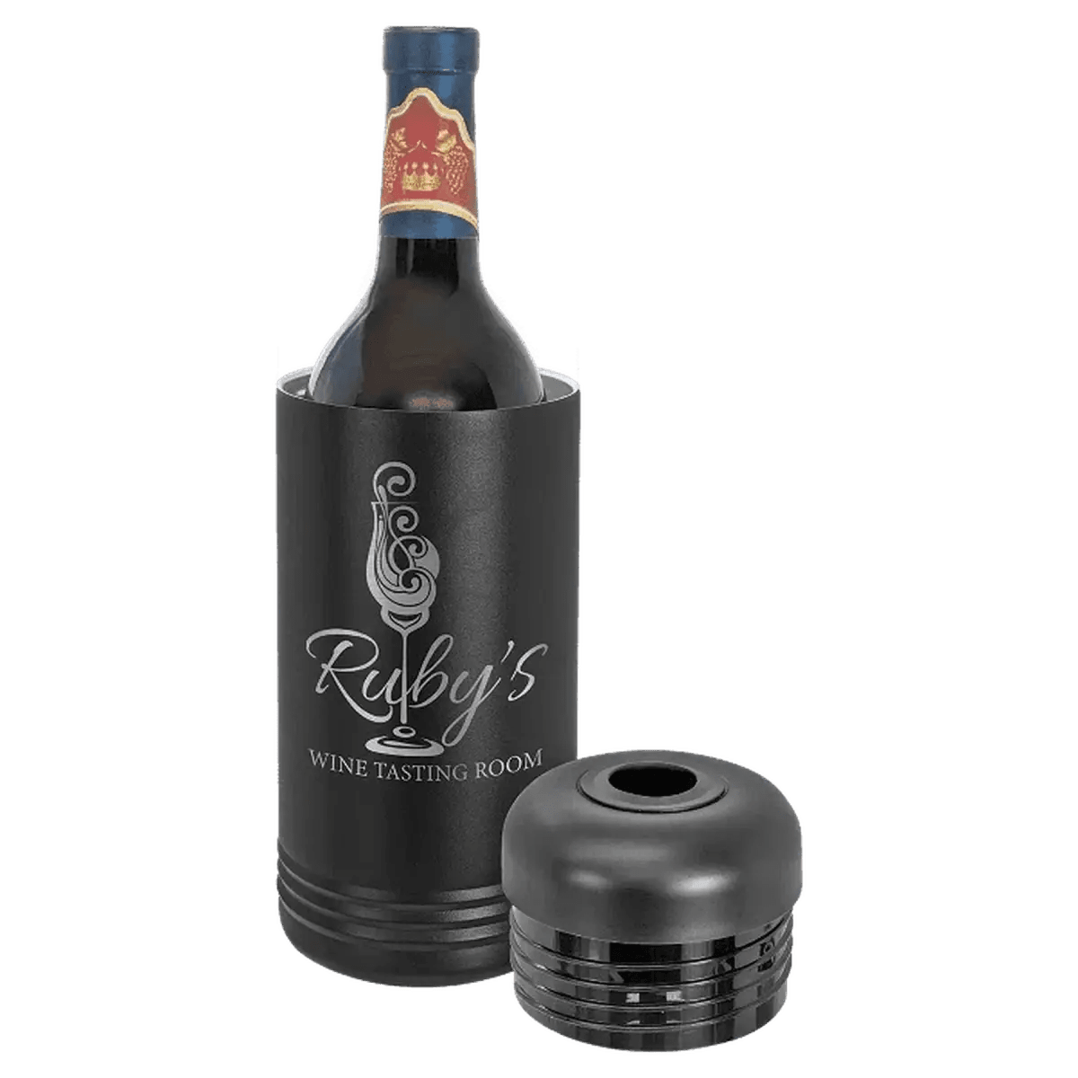 Personalized Wine Chillers - Vaccuum Insulated Polar Camel Wine Cooler - Black
