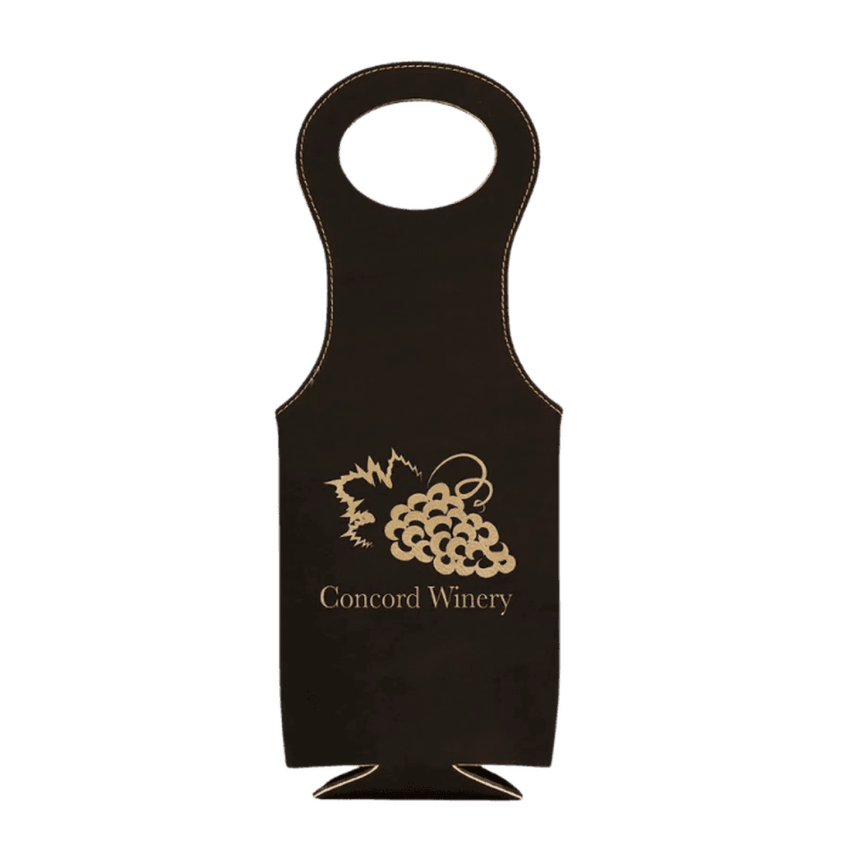 Personalized Wine Tote Bag – Insulated Leatherette Bottle Holder - Black/Gold