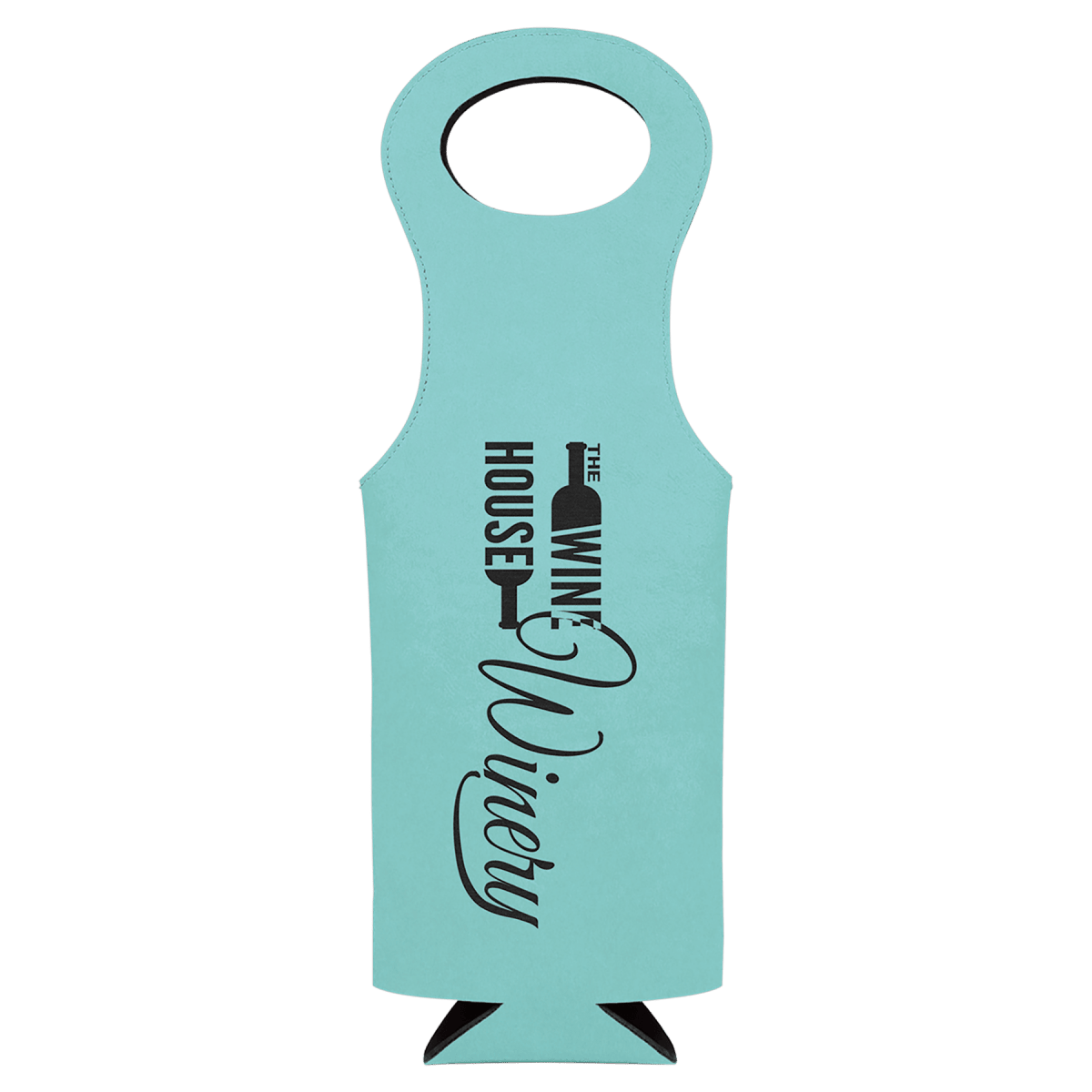Personalized Wine Tote Bag – Insulated Leatherette Bottle Holder - Teal