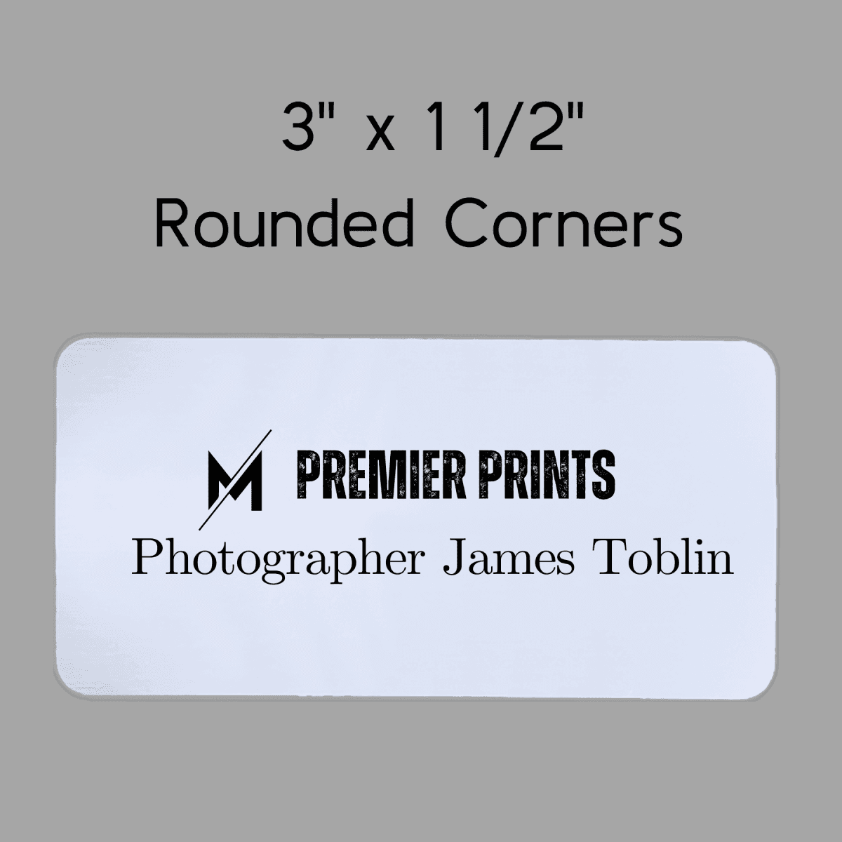 Plastic Name Badges - Design Your Own Personalized Name Tag - Brushed Silver Rounded Corners 3 x 1.5