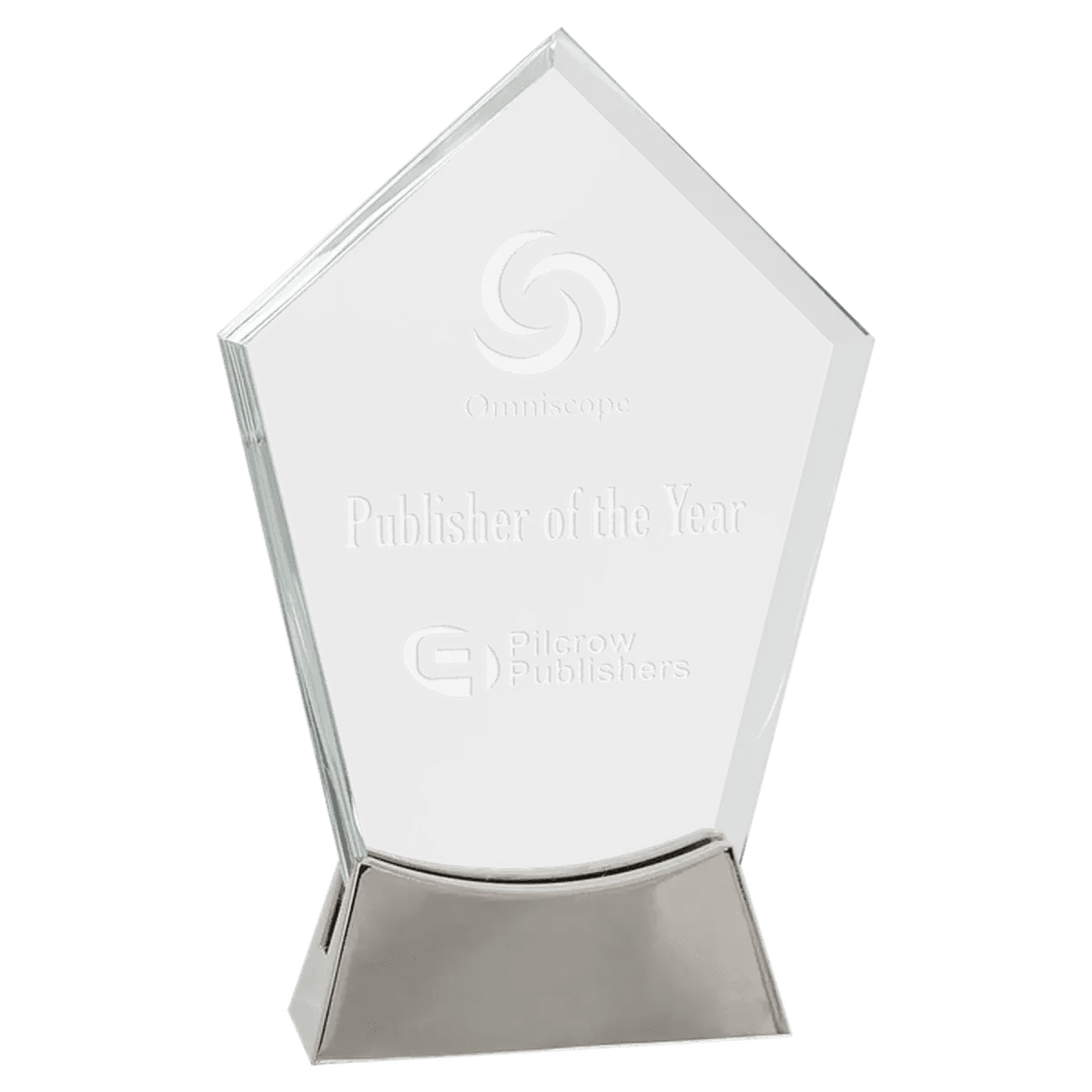 Platinum Glass Awards on Silver Aluminum Base – Custom Engraved - Oval