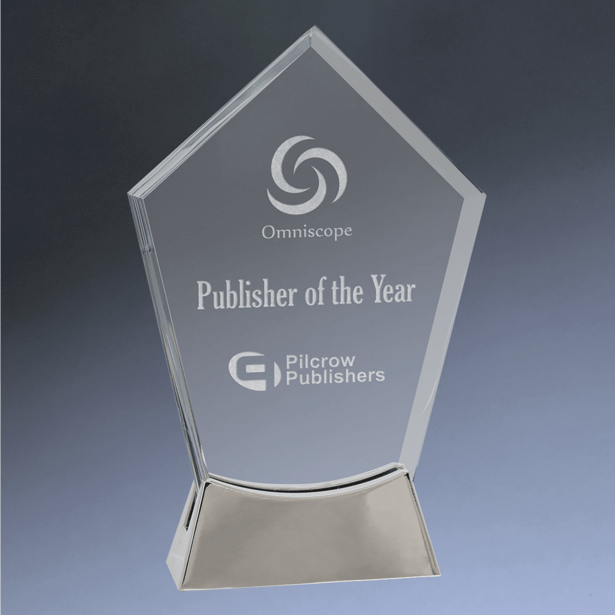 Platinum Glass Awards on Silver Aluminum Base – Custom Engraved - Fan