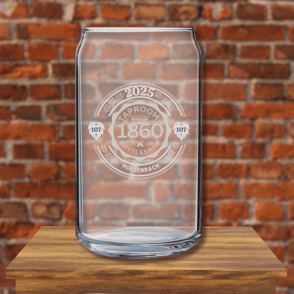 Polar Camel 1860 Beer Can Glass (Personalization Options Available) - Exclusive 2025 1860 Bottlecap Logo for Mug Club Members