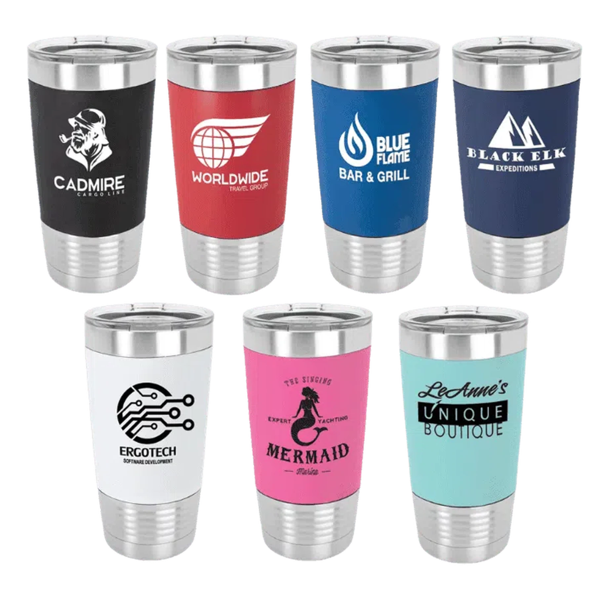 Polar Camel 20 oz. Silicone Grip Insulated Tumbler with Clear Lid - LightForce Laser Engraving, LLC