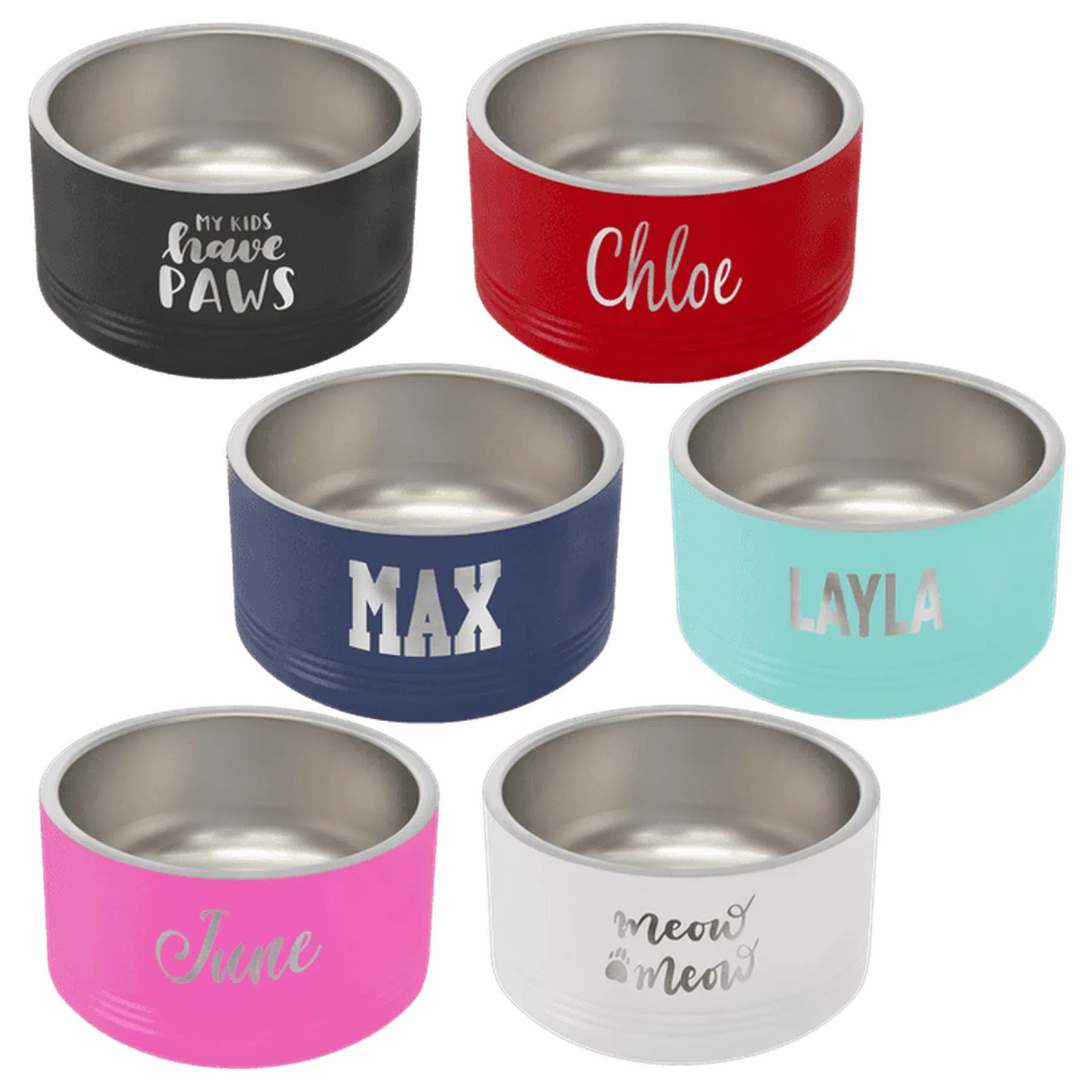 Polar Camel Heavy Duty Pet Bowls (Non - Slip Bottoms, Sizes 18 oz., 32 oz., and 64 oz.) - LightForce Laser Engraving, LLC