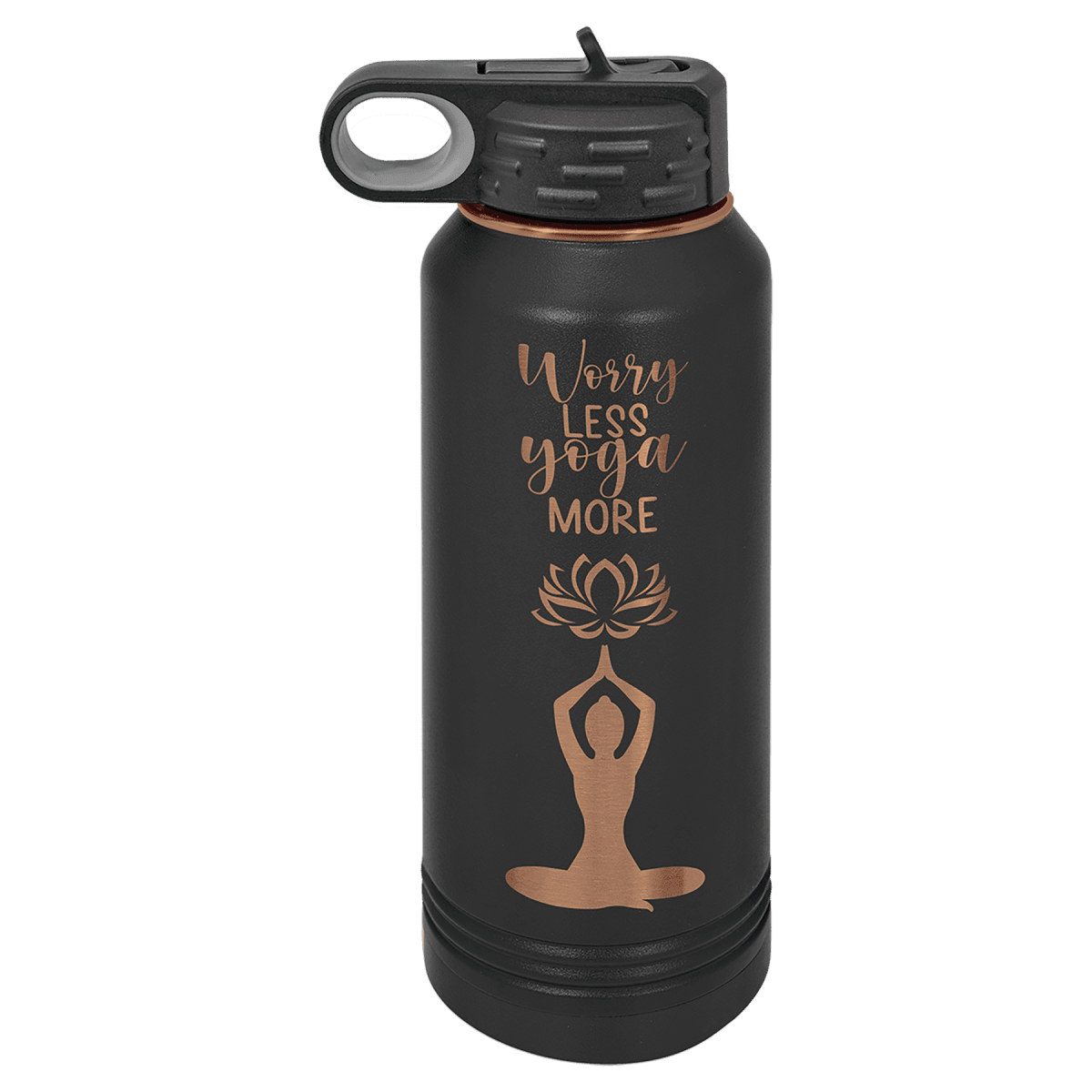 Polar Camel Ion Plated Tumblers and Water Bottles - Black/Rose Gold Engraving