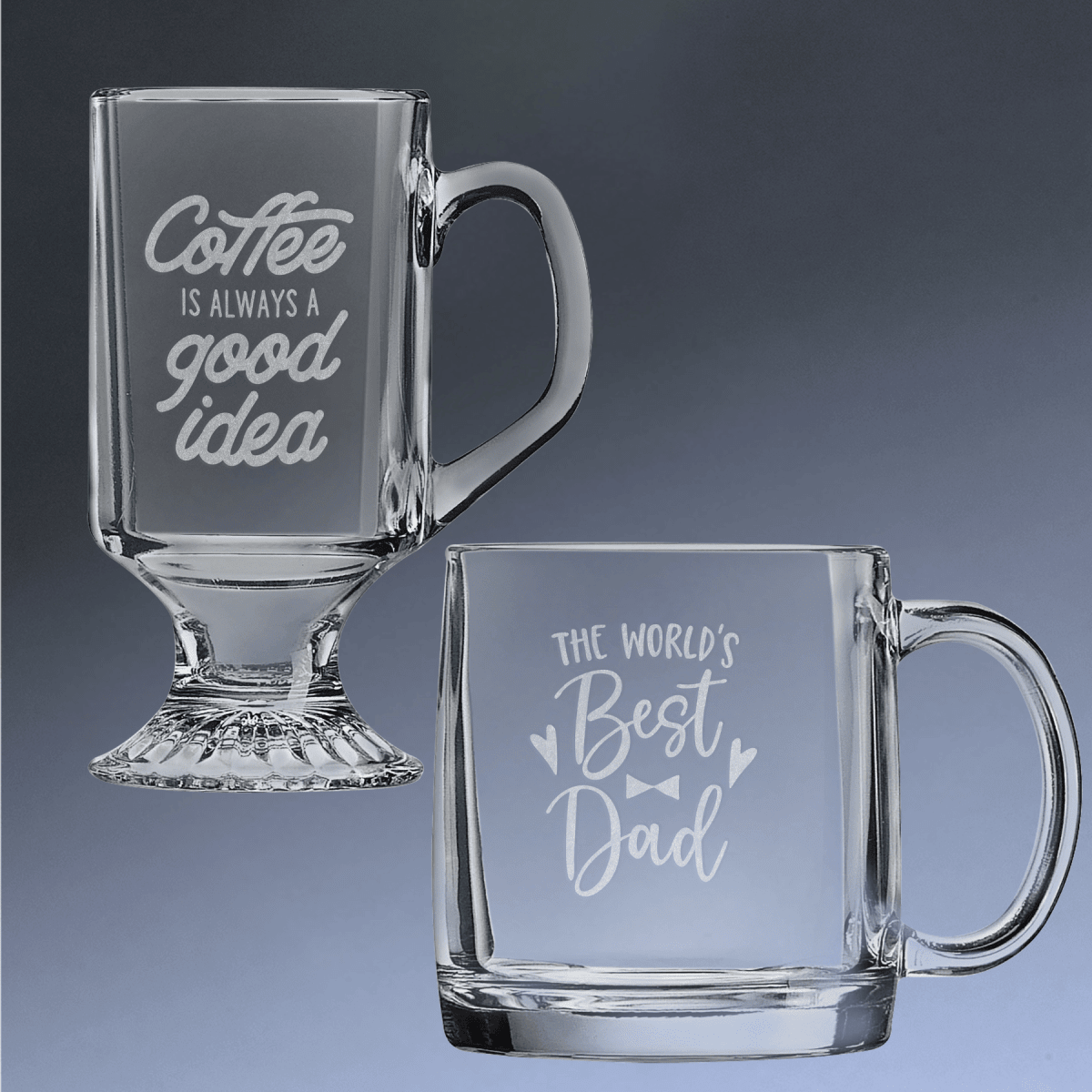 Polar Camel Personalized Glass Coffee Mugs - Footed