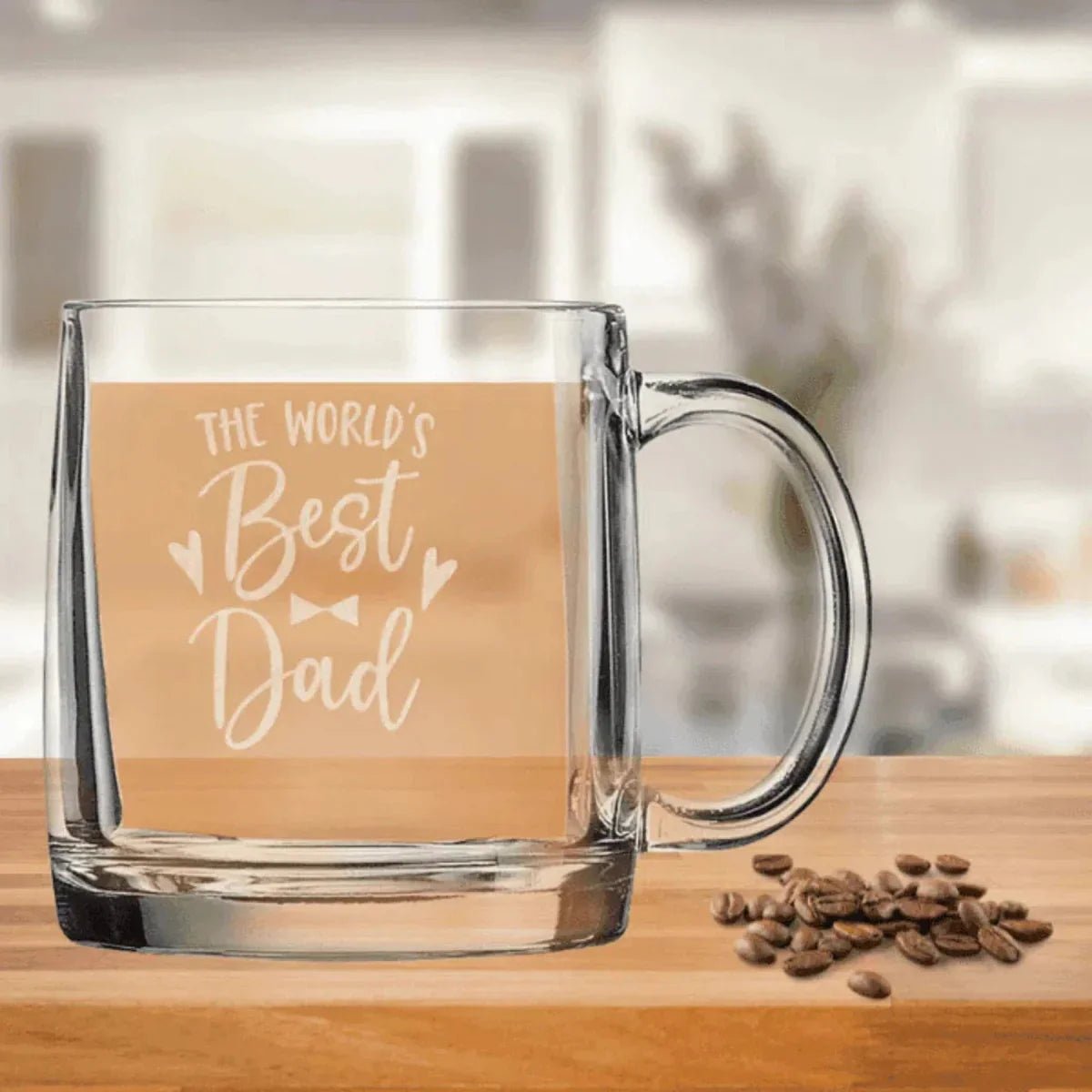 Polar Camel Personalized Glass Coffee Mugs - Footed