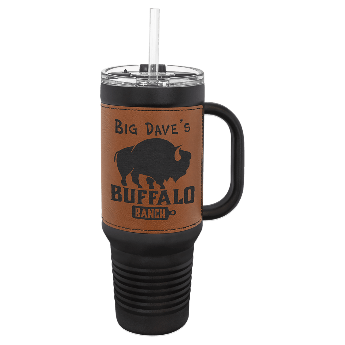 Polar Camel Personalized Travel Mugs - Rawhide/Black