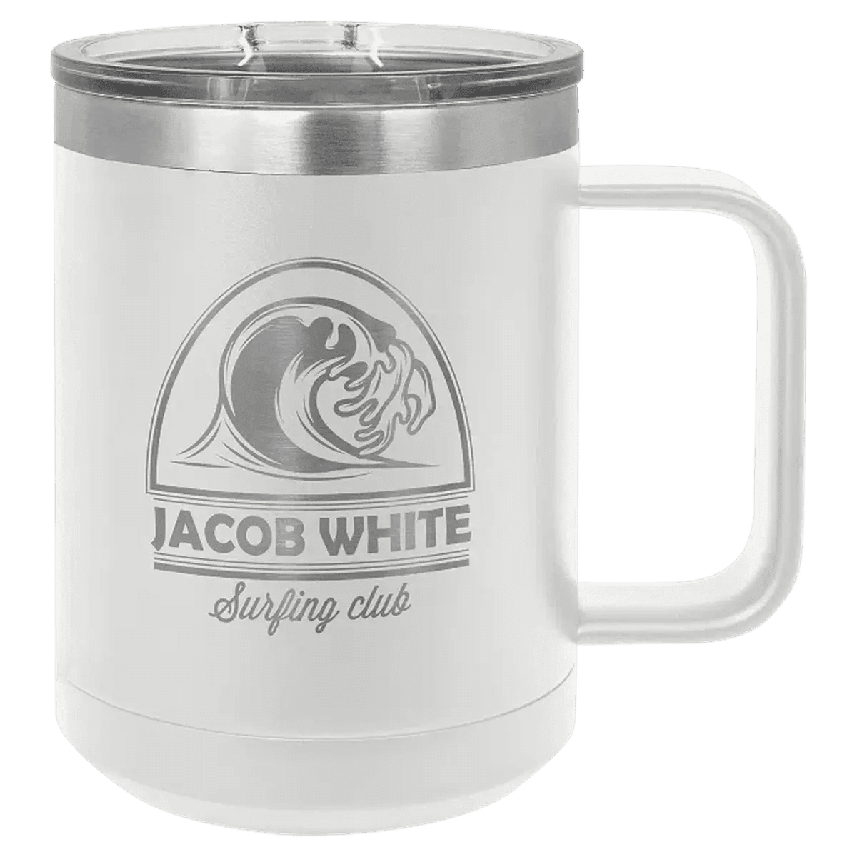 Polar Camel Personalized Travel Mugs - White