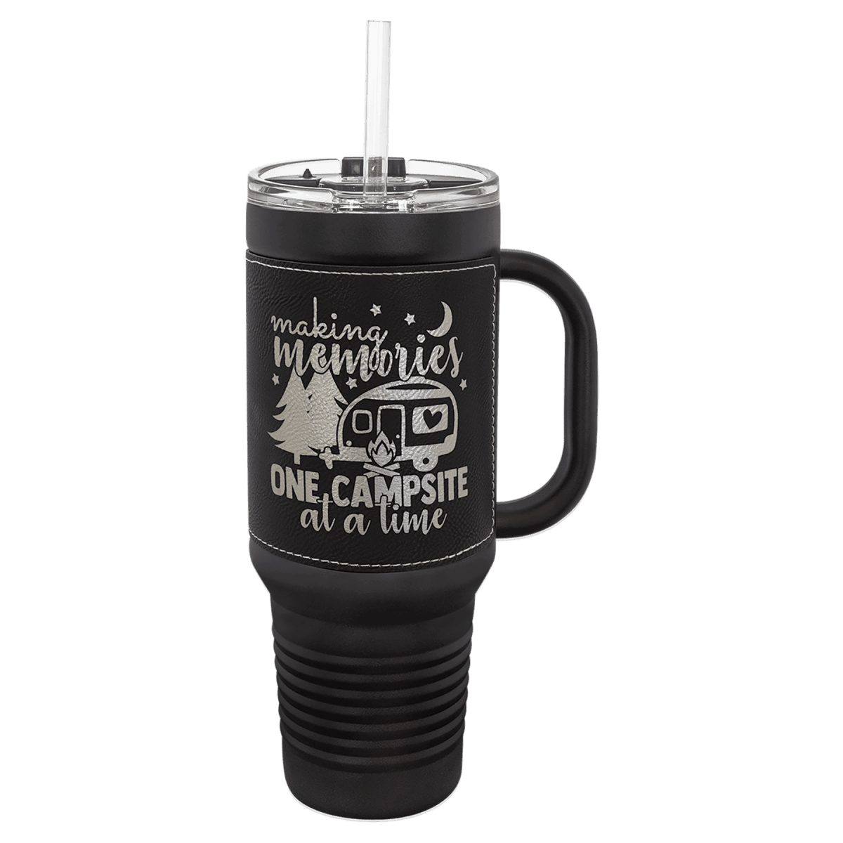 Polar Camel Personalized Travel Mugs - Black/Silver