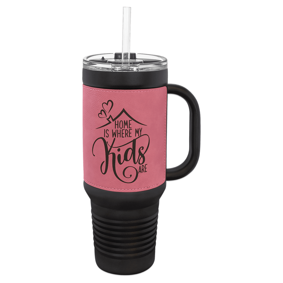 Polar Camel Personalized Travel Mugs - Pink/Black