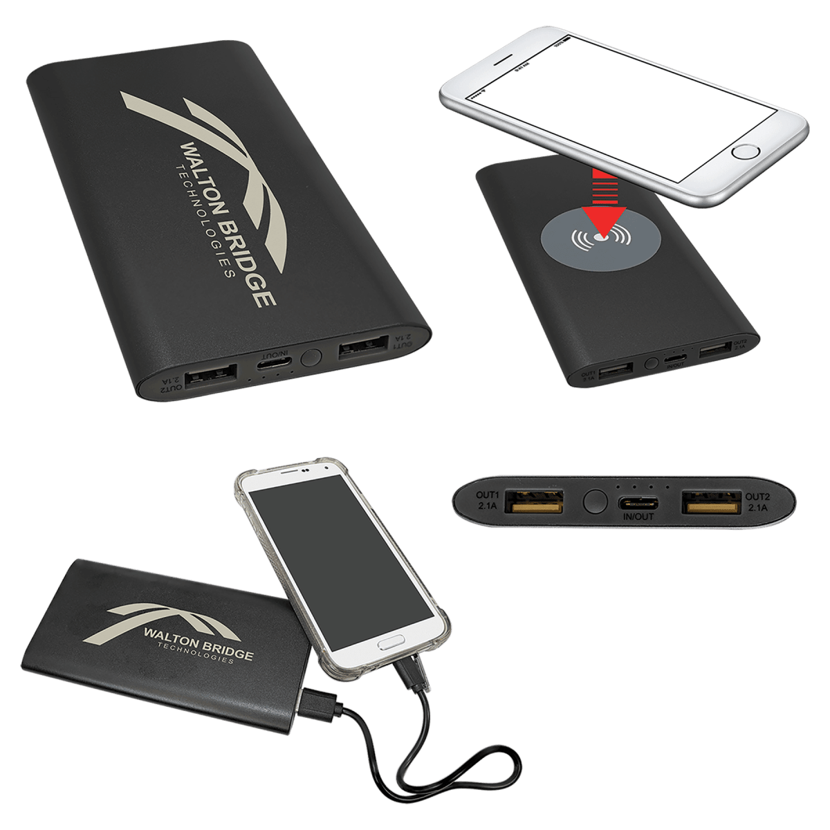 Power Bank & Wireless Charger w/USB - C Cord (8000mAh) - Black