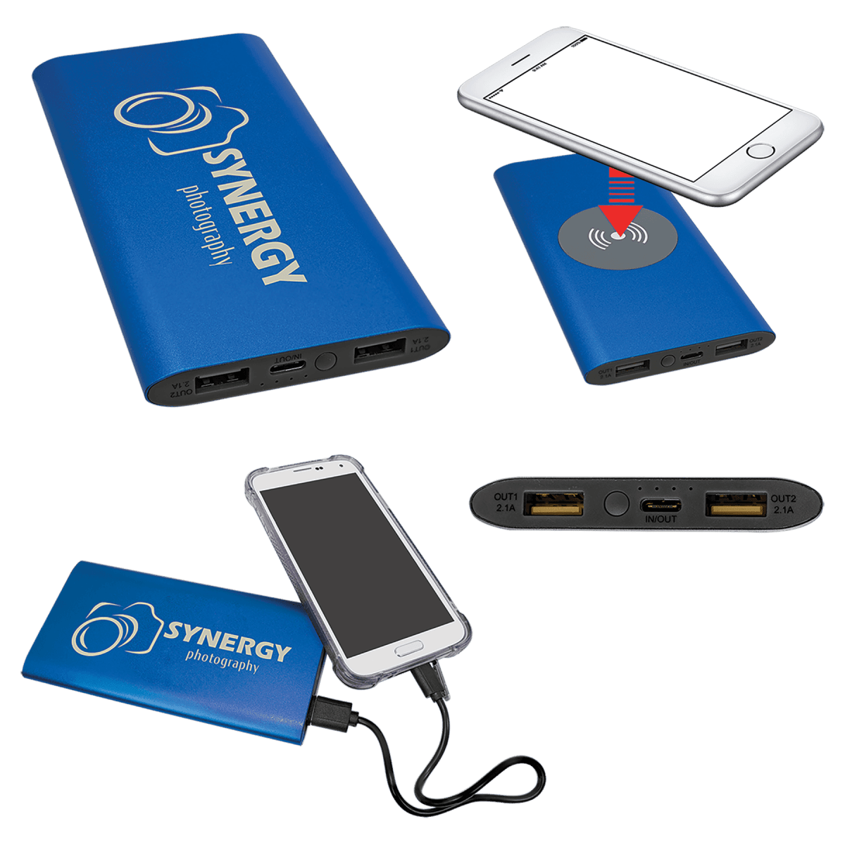 Power Bank & Wireless Charger w/USB - C Cord (8000mAh) - Blue