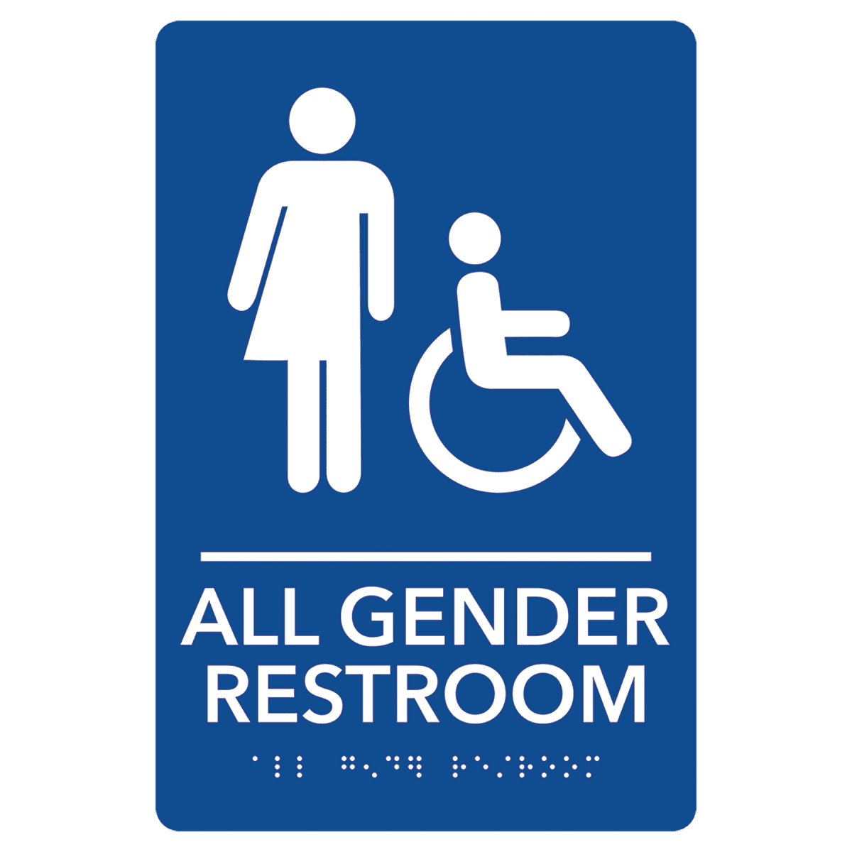 Pre - Designed ADA Signs - Restroom and Access Signs with Braille - Family Accessible Restroom ADA Sign with Wheelchair