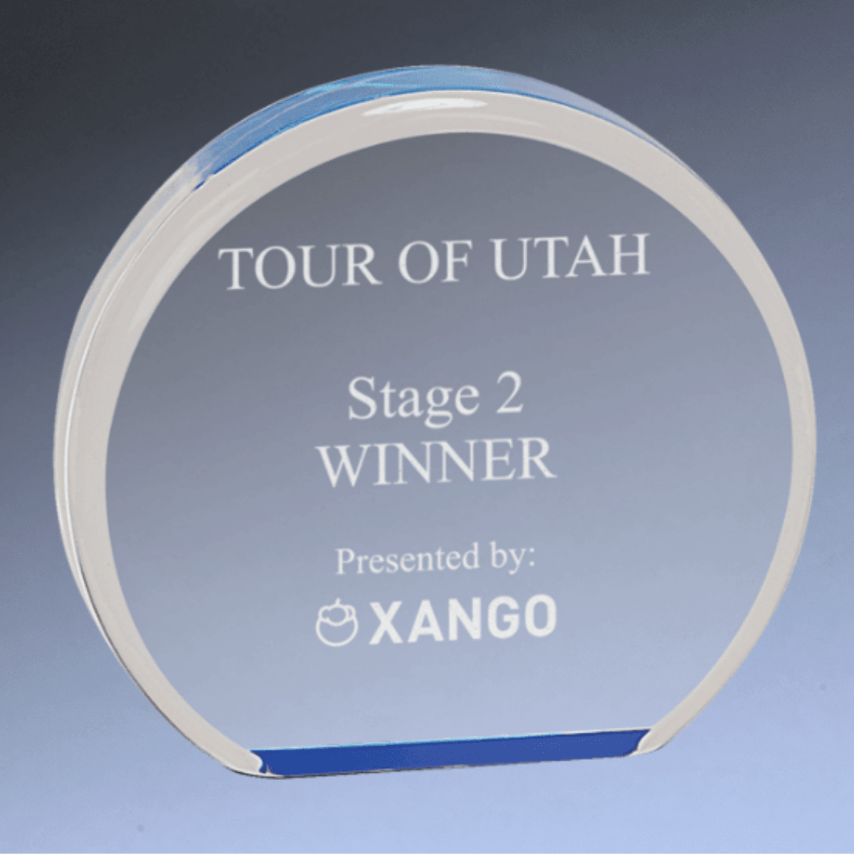 Premier Clear Round Acrylic Awards with Optional Gold or Blue Tint - Blue Tint