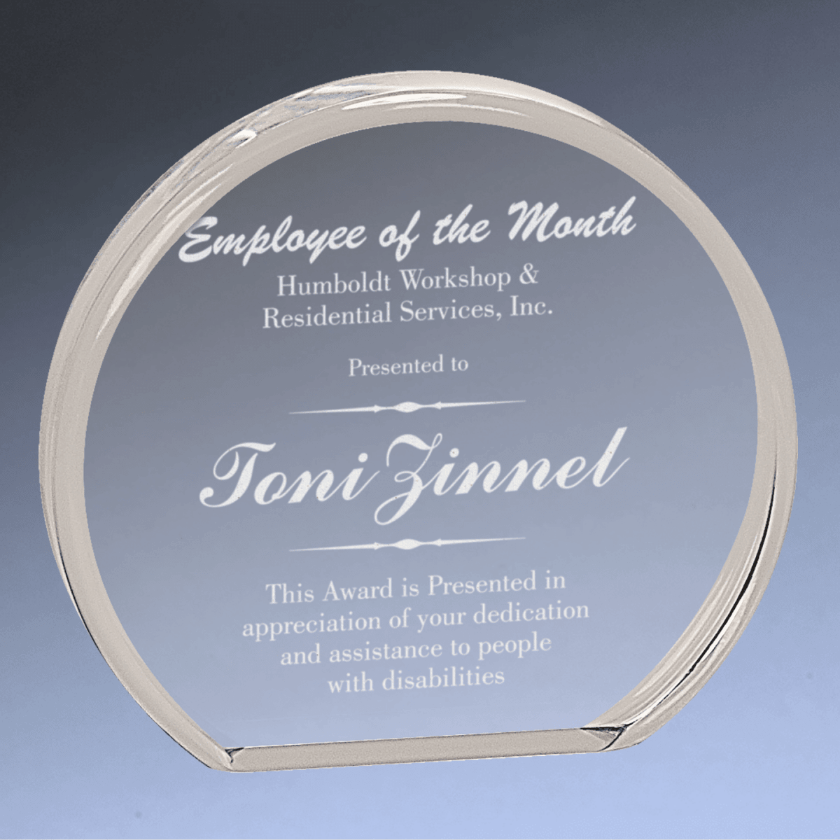 Premier Clear Round Acrylic Awards with Optional Gold or Blue Tint - Solid Clear