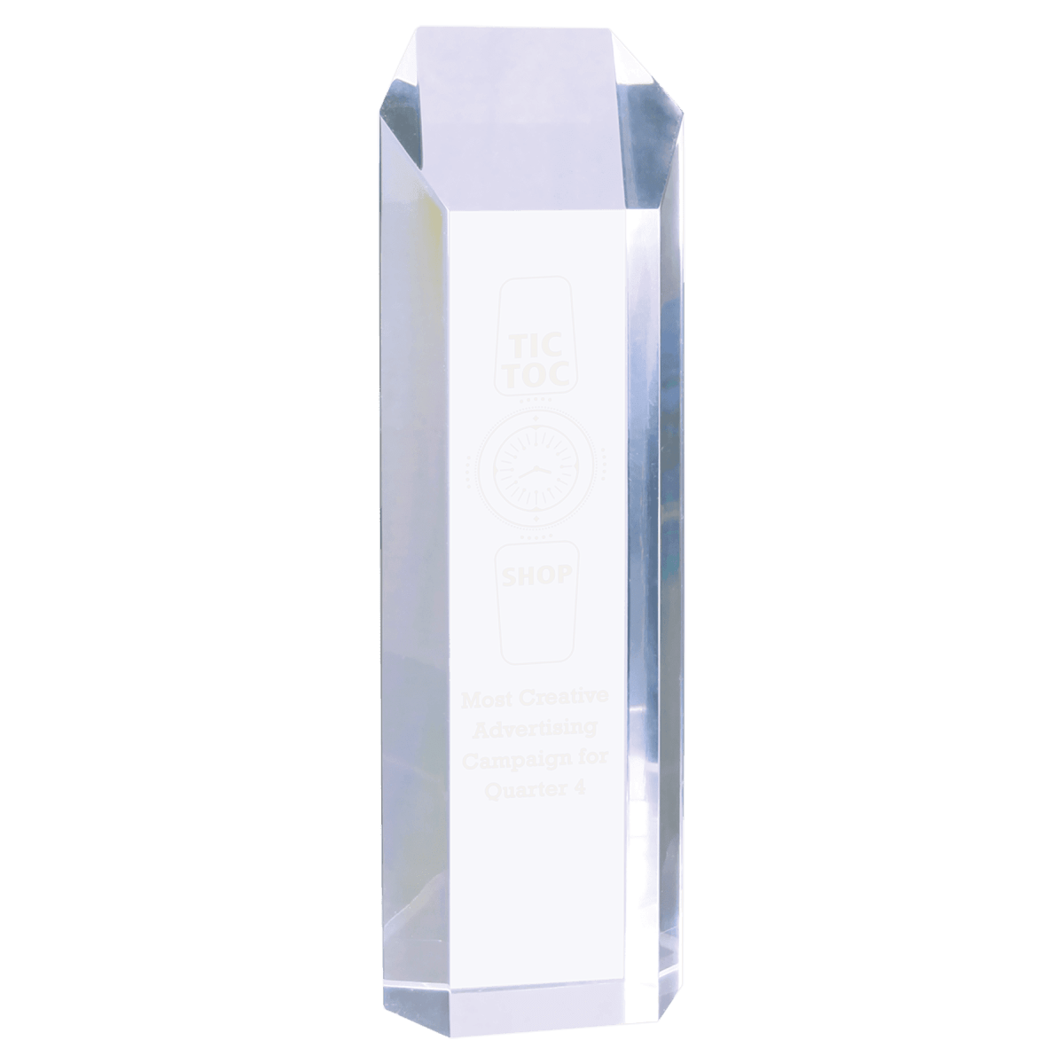 Premier Slant - Top Tower Acrylic Awards - Self - Standing Tribute - Clear