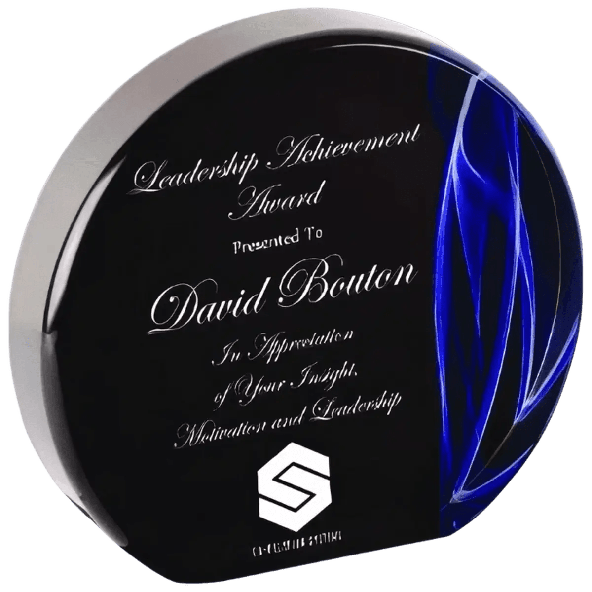 Premier Vapor Acrylic Awards - Black with Red or Blue Accents - Round