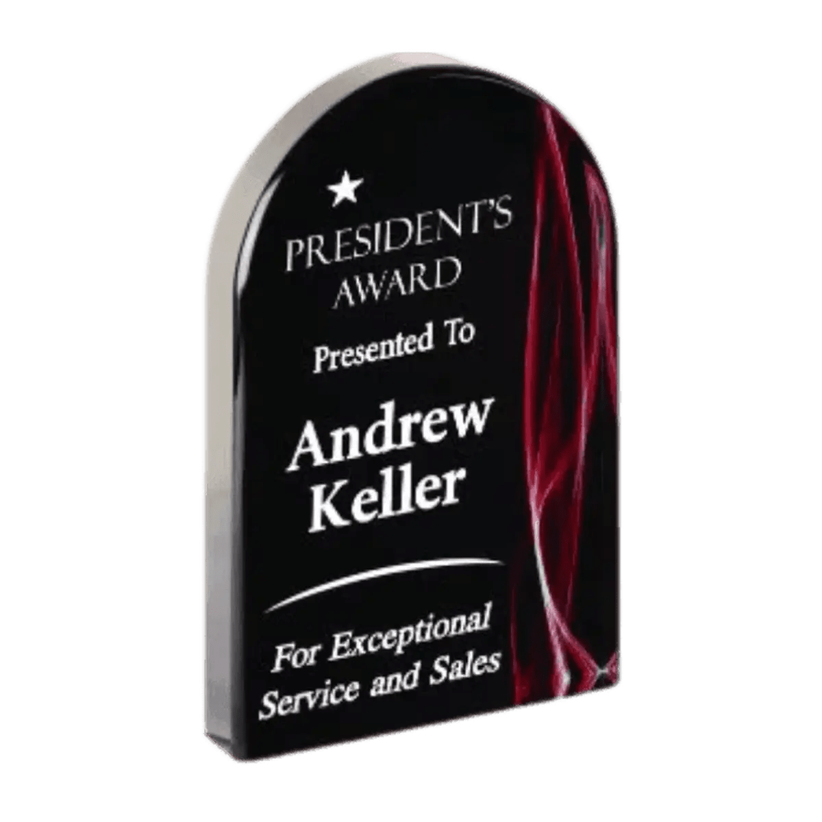 Premier Vapor Acrylic Awards - Black with Red or Blue Accents - Arch