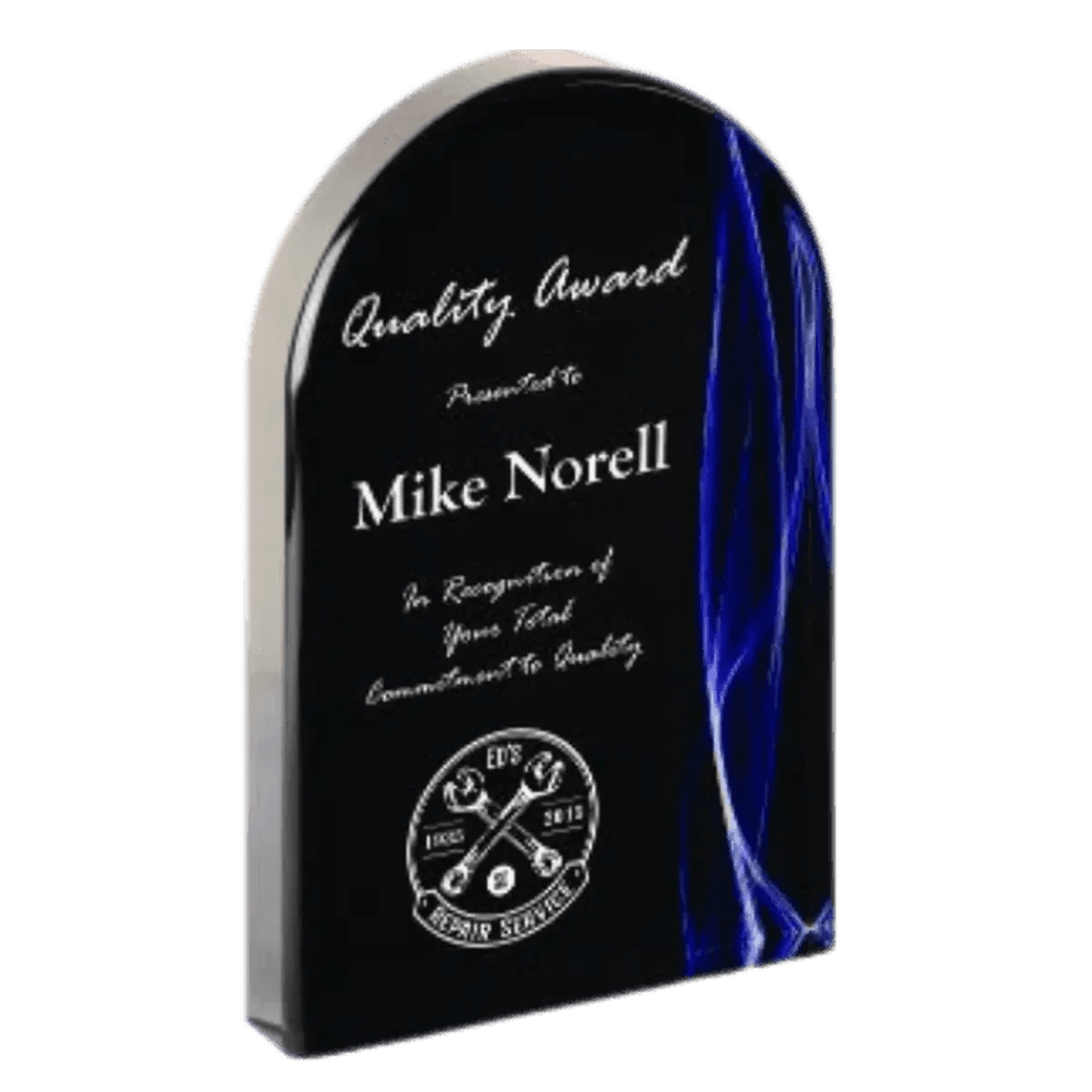 Premier Vapor Acrylic Awards - Black with Red or Blue Accents - Arch