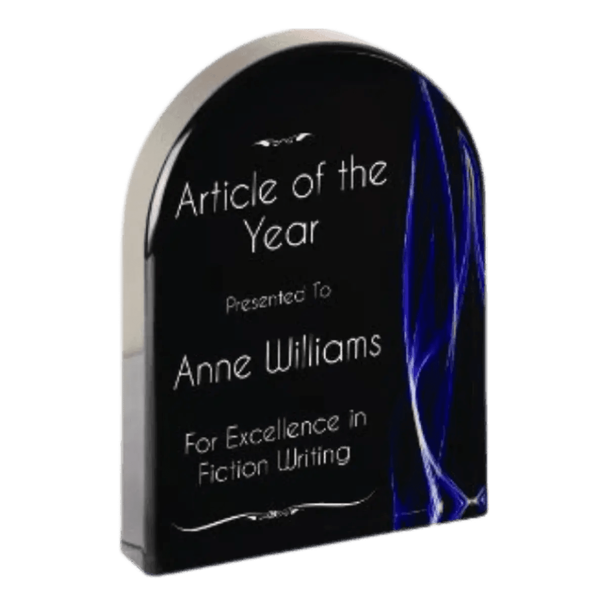 Premier Vapor Acrylic Awards - Black with Red or Blue Accents - Arch