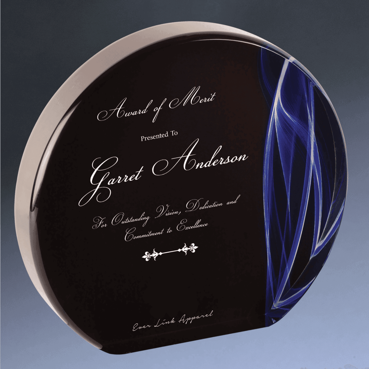 Premier Vapor Acrylic Awards - Black with Red or Blue Accents - Round