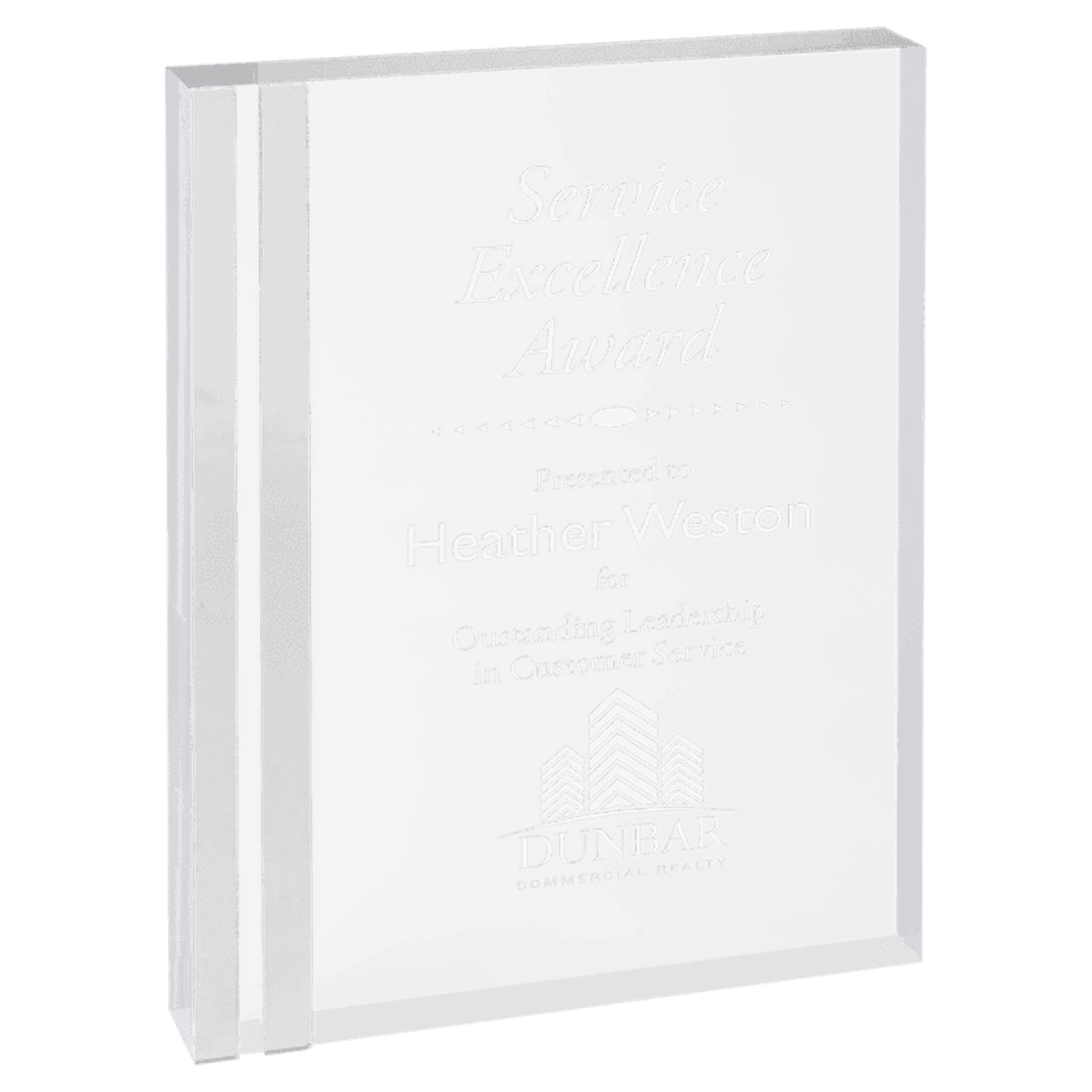 Rectangle Color - Edge Acrylic Award – Custom Engraved in Blue, Gold or Silver - Silver