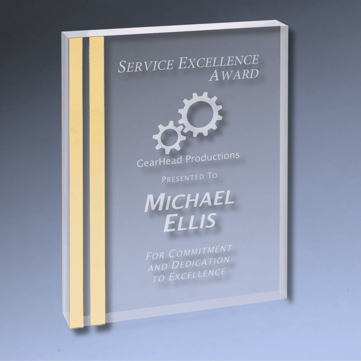 Rectangle Color - Edge Acrylic Award – Custom Engraved in Blue, Gold or Silver - Gold