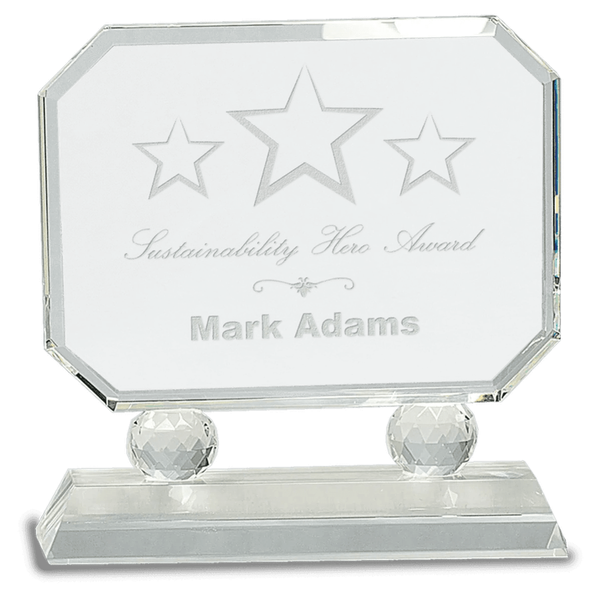 Rectangle Crystal Award with Diamond Risers and Crystal Base - Clear Crystal