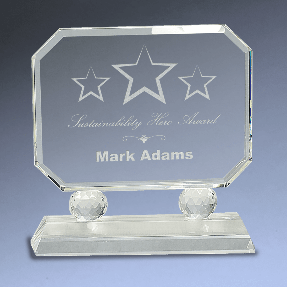 Rectangle Crystal Award with Diamond Risers and Crystal Base - Clear Crystal