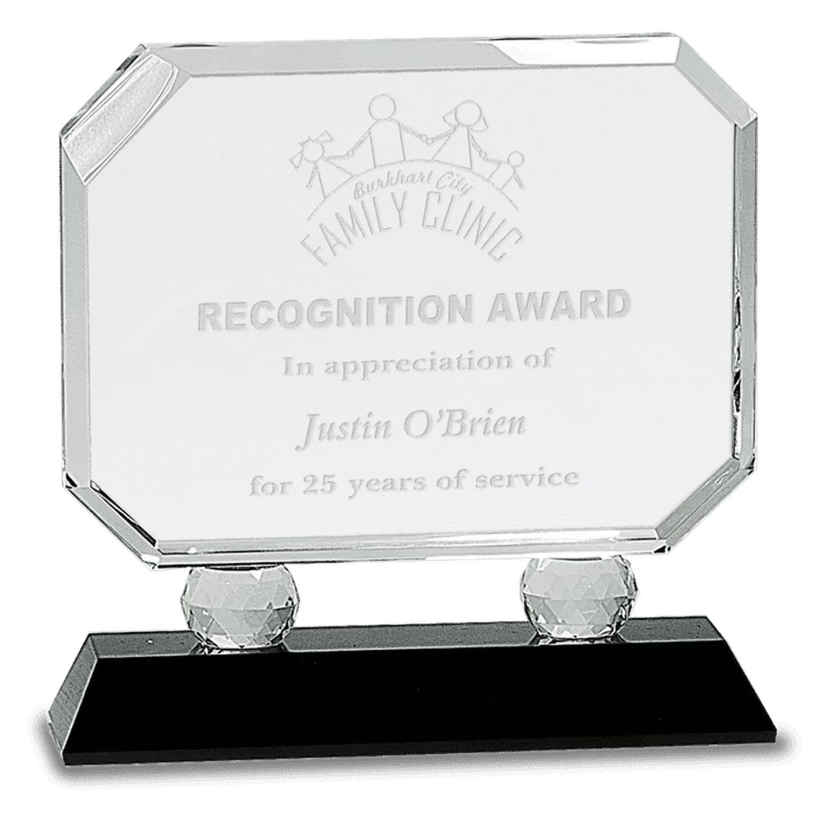 Rectangle Crystal Award with Diamond Risers and Crystal Base - Clear Crystal