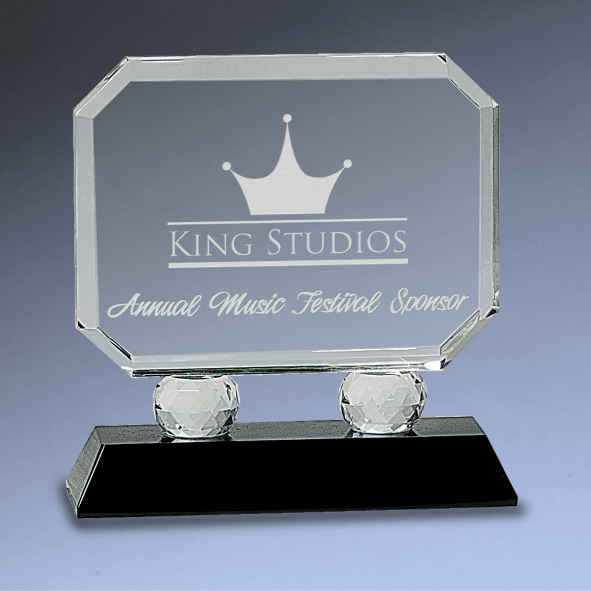 Rectangle Crystal Award with Diamond Risers and Crystal Base - Clear Crystal