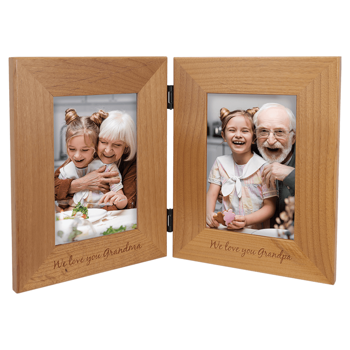 Red Alder Dual Picture Frame and Plaque with Personalized Engraving - Dual Frame with Engraving