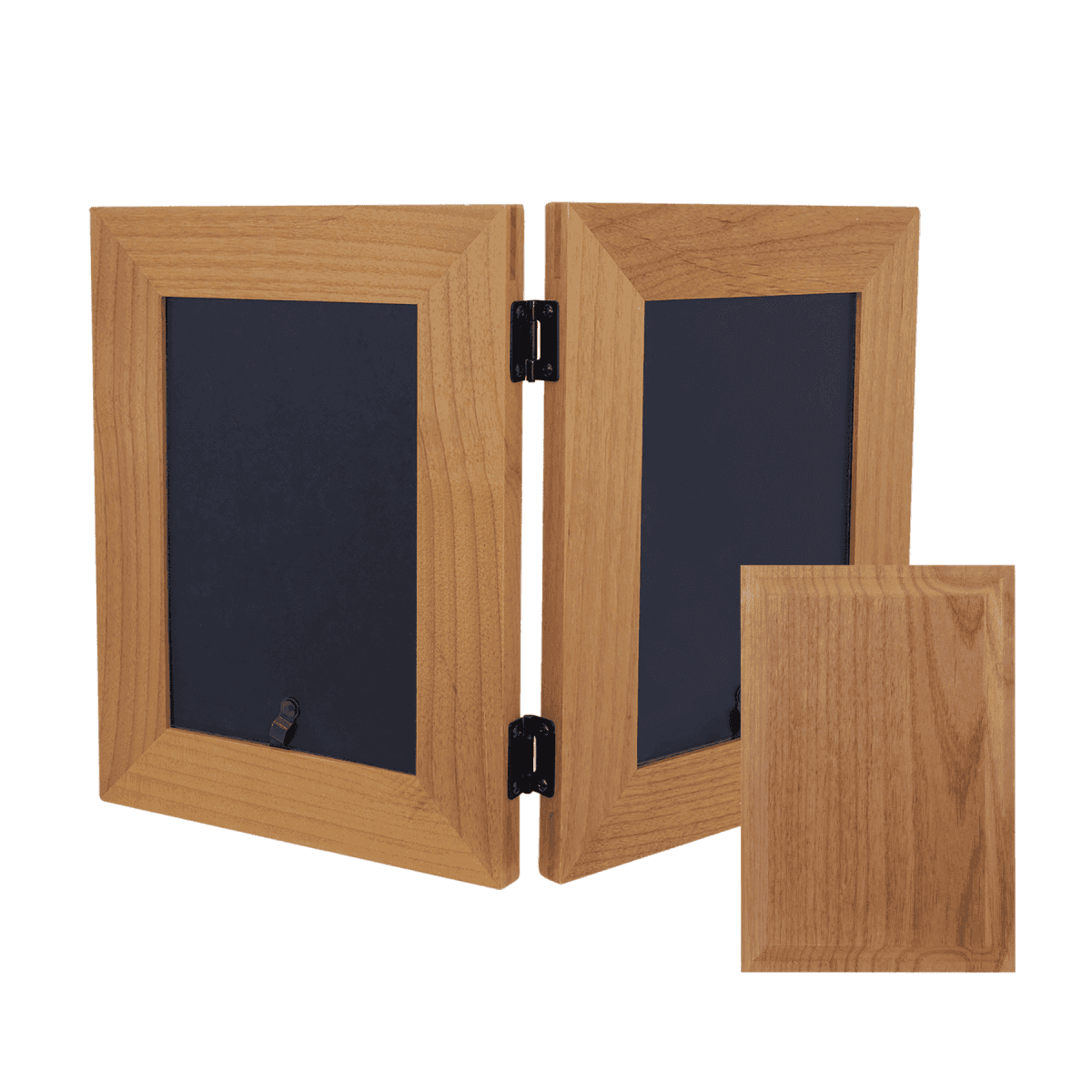 Red Alder Dual Picture Frame and Plaque with Personalized Engraving - Dual Frame with Engraving and Plaque Insert