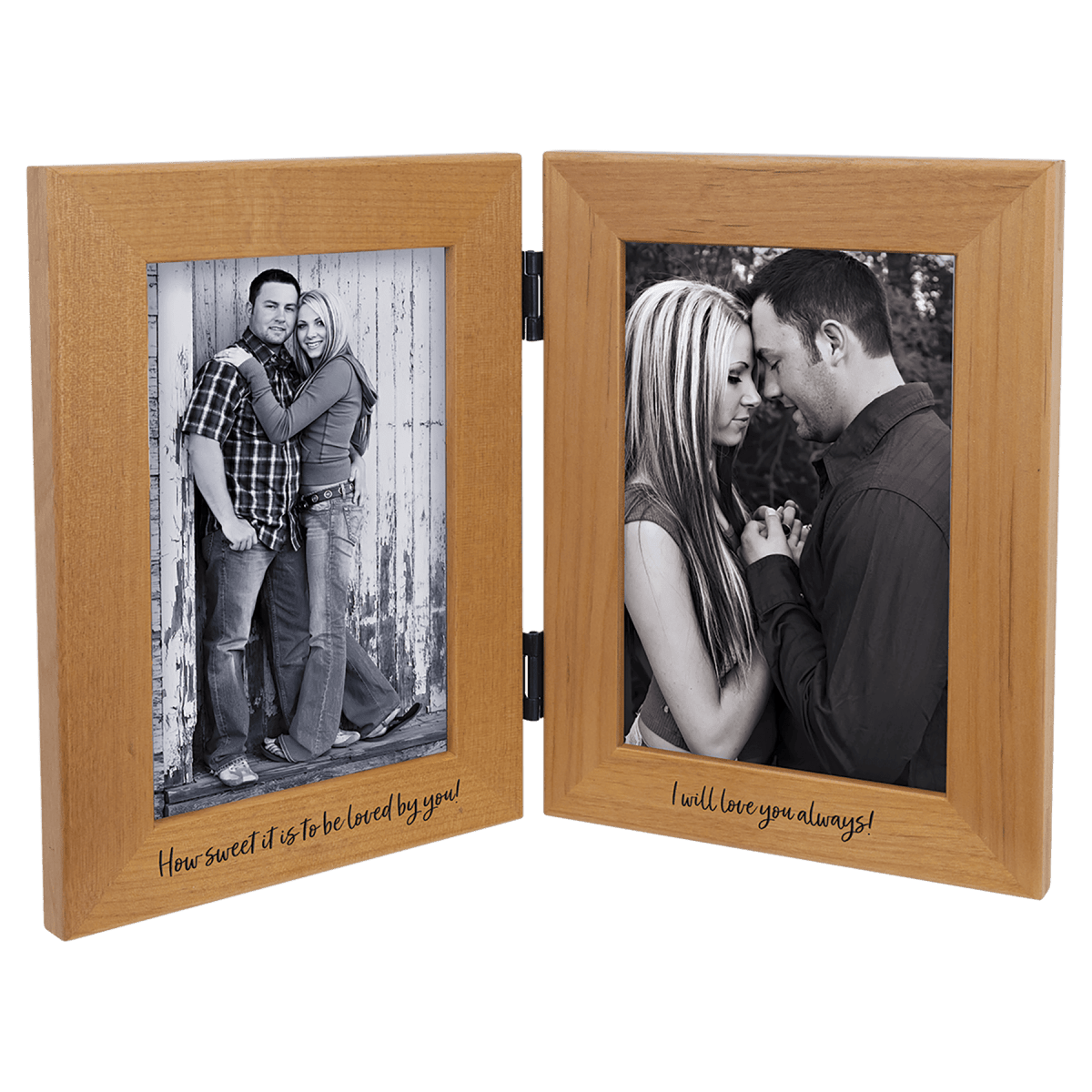 Red Alder Dual Picture Frame and Plaque with Personalized Engraving - Dual Frame with Engraving