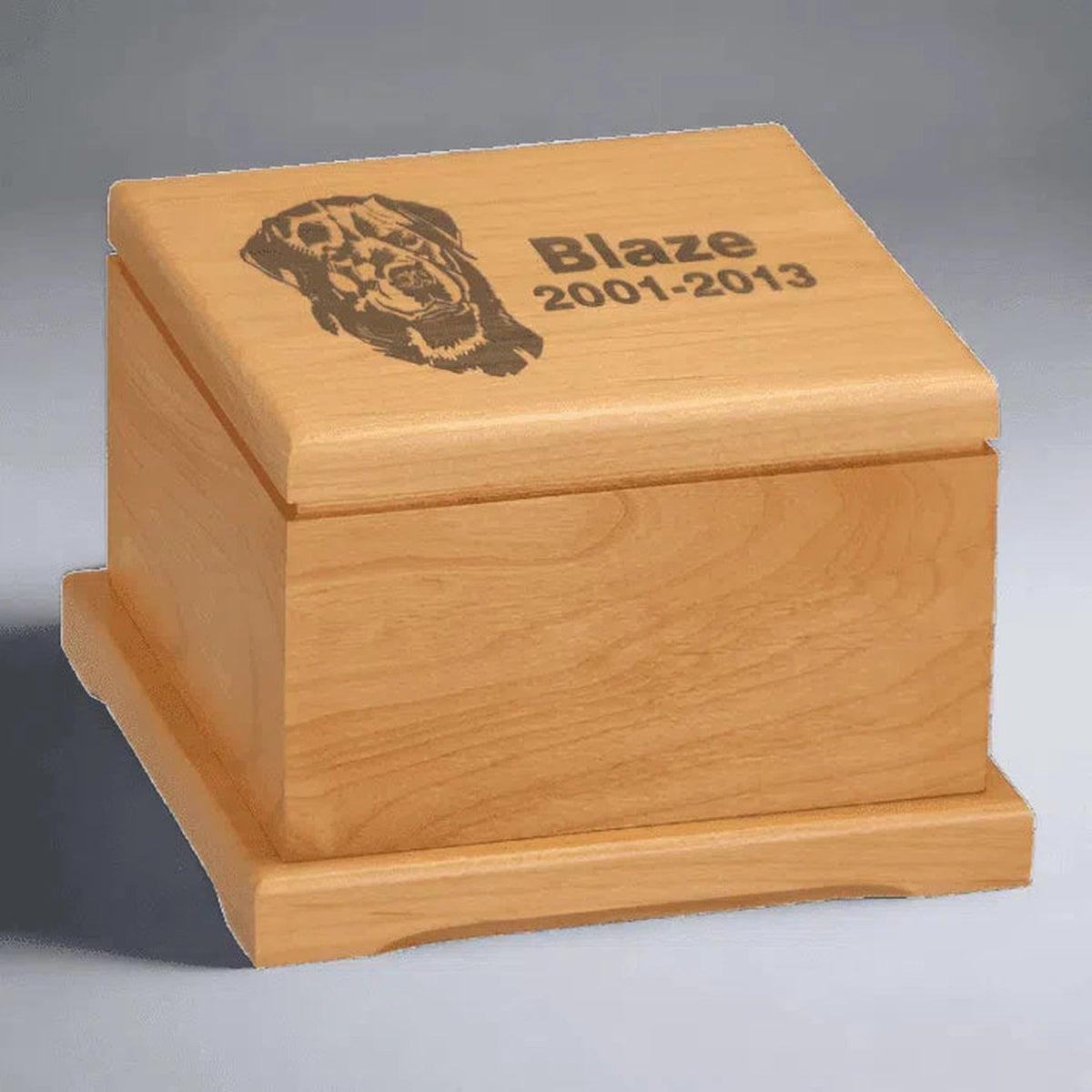 Red Alder Pet Urn with Personalized Lid (Two Sizes) - LightForce Laser Engraving, LLC