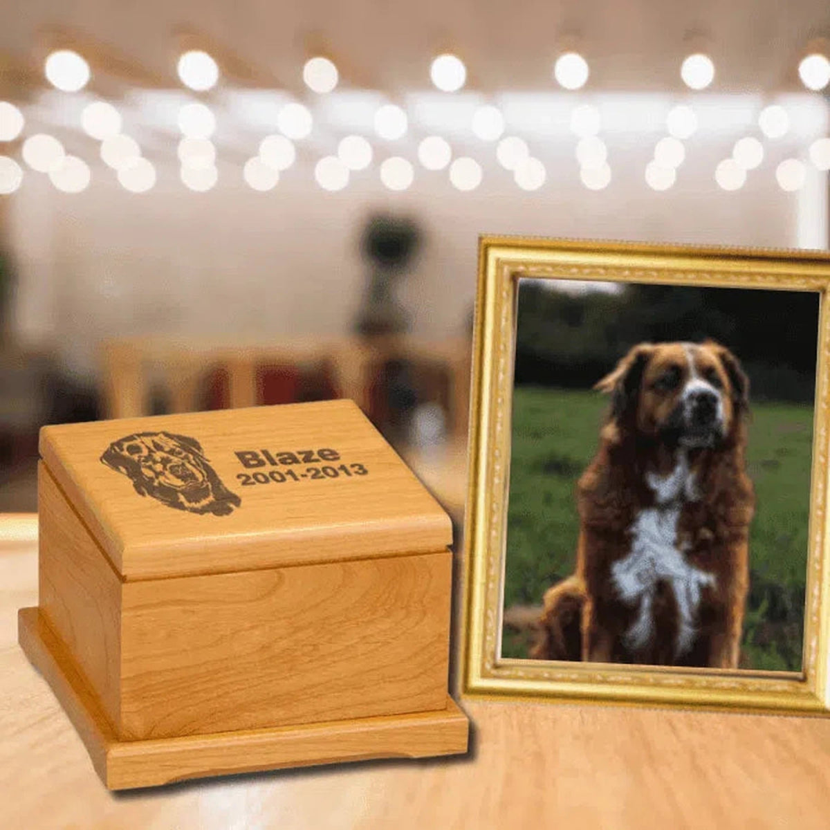 Red Alder Pet Urn with Personalized Lid (Two Sizes) - LightForce Laser Engraving, LLC