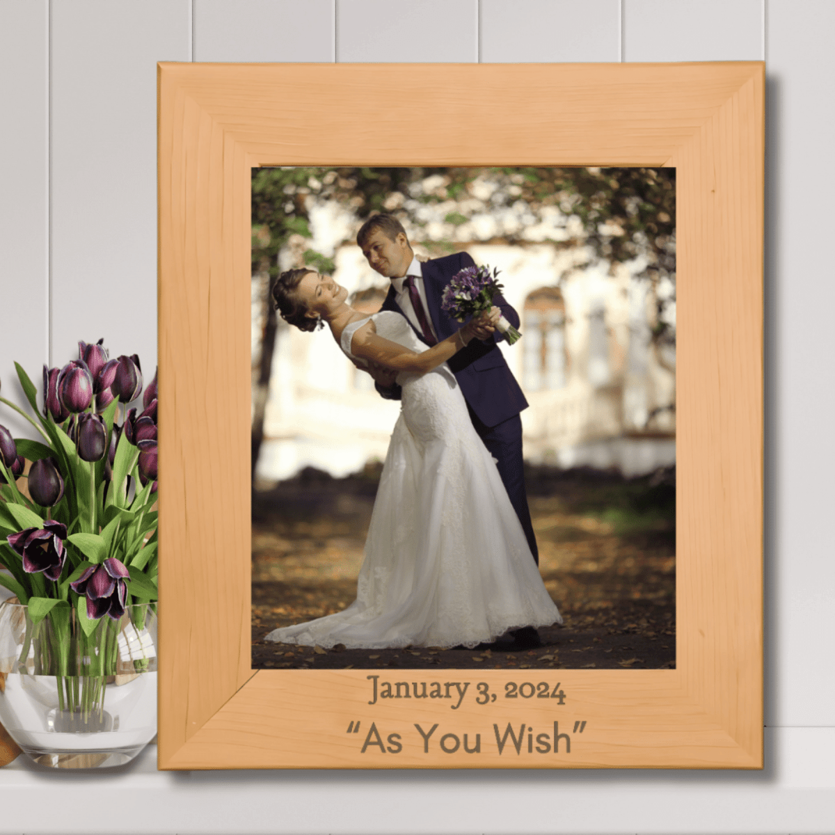 Red Alder Picture Frames with Personalized Engraving - Red Alder Wood