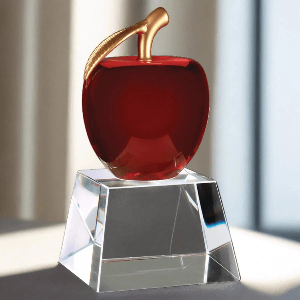 Red Crystal Apple with Clear Base - LightForce Laser Engraving, LLC