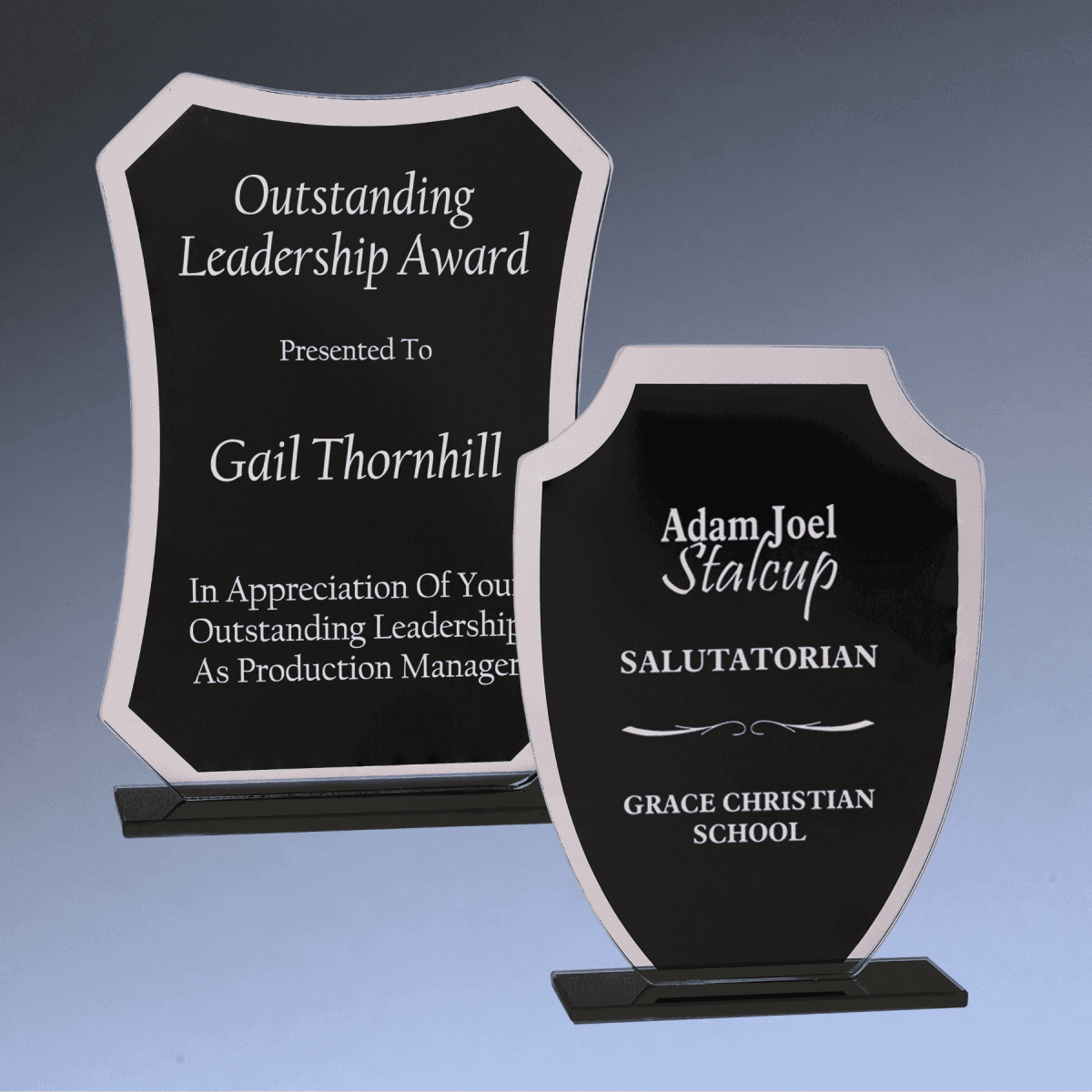 Reflection Glass Awards with Mirrored Edges and Black Base - Rectangle