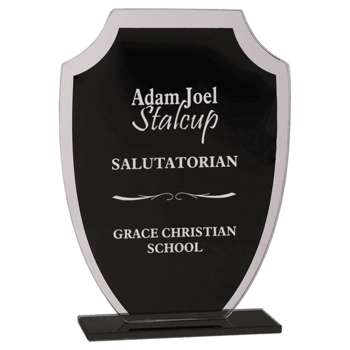 Reflection Glass Awards with Mirrored Edges and Black Base - Shield