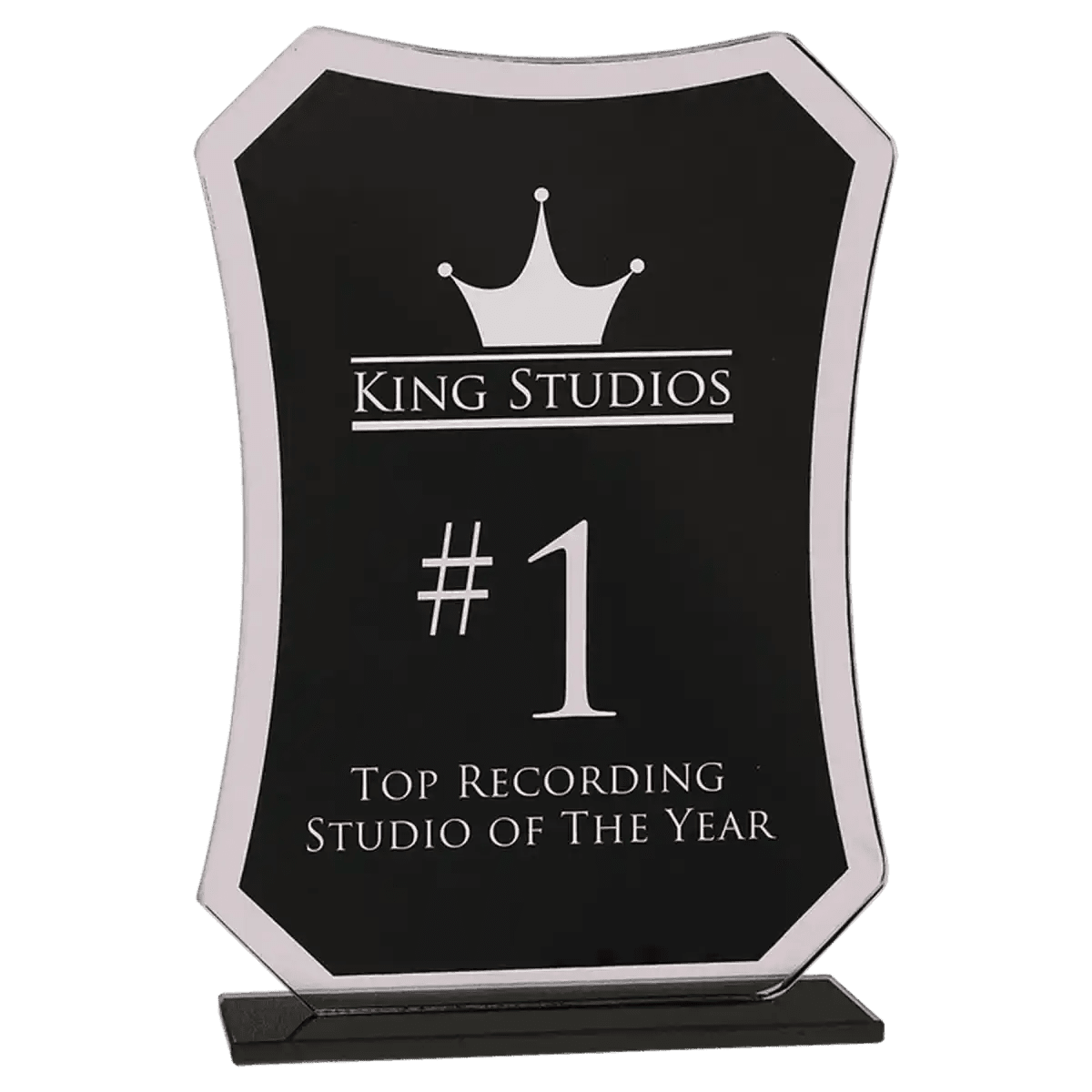Reflection Glass Awards with Mirrored Edges and Black Base - Shield