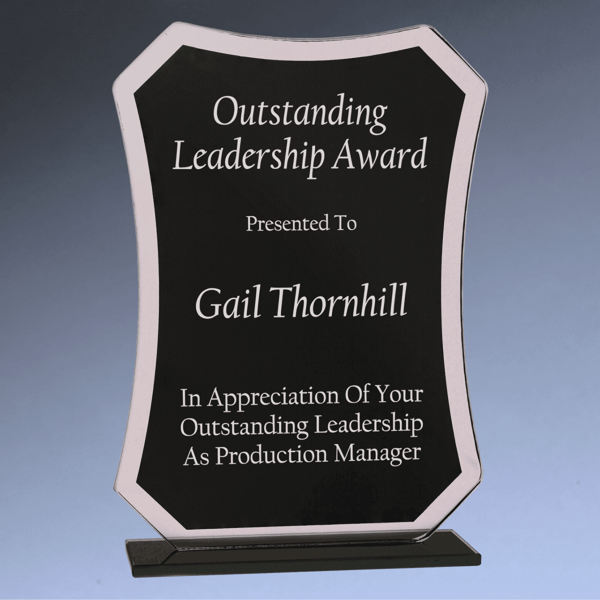 Reflection Glass Awards with Mirrored Edges and Black Base - Rectangle